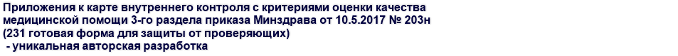 Приложения к карте внутреннего контроля с критериями 3-го раздела приказа Минздрава от 10.5.2017 № 203н (231 готовая форма для защиты от проверяющих) - уникальная авторская разработка