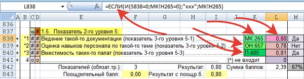 Рис.6. Использование в основной карте результатов расчётов, произведённых в блоках на дополнительных листах